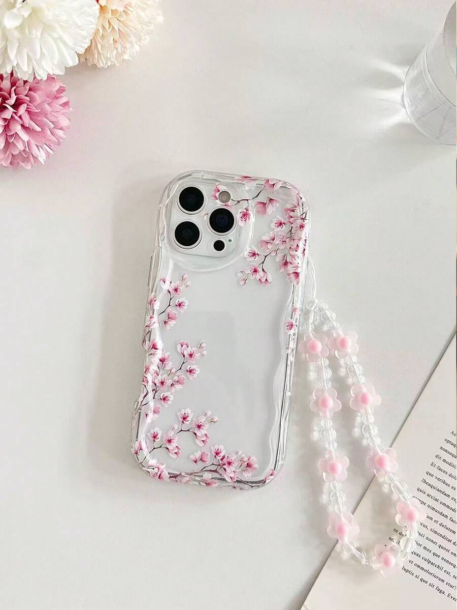 Pink Flower Elements modna zaštitna futrola za telefon, visoko transparentna sa cvetnim i cveta šljive motivima, kompatibilna sa iPhone, Galaxy A50/A12/A32/A52/A72/A51/A21S/A13/A14, 11 Youth Edition/12 Pro/12/12X, Note 11/