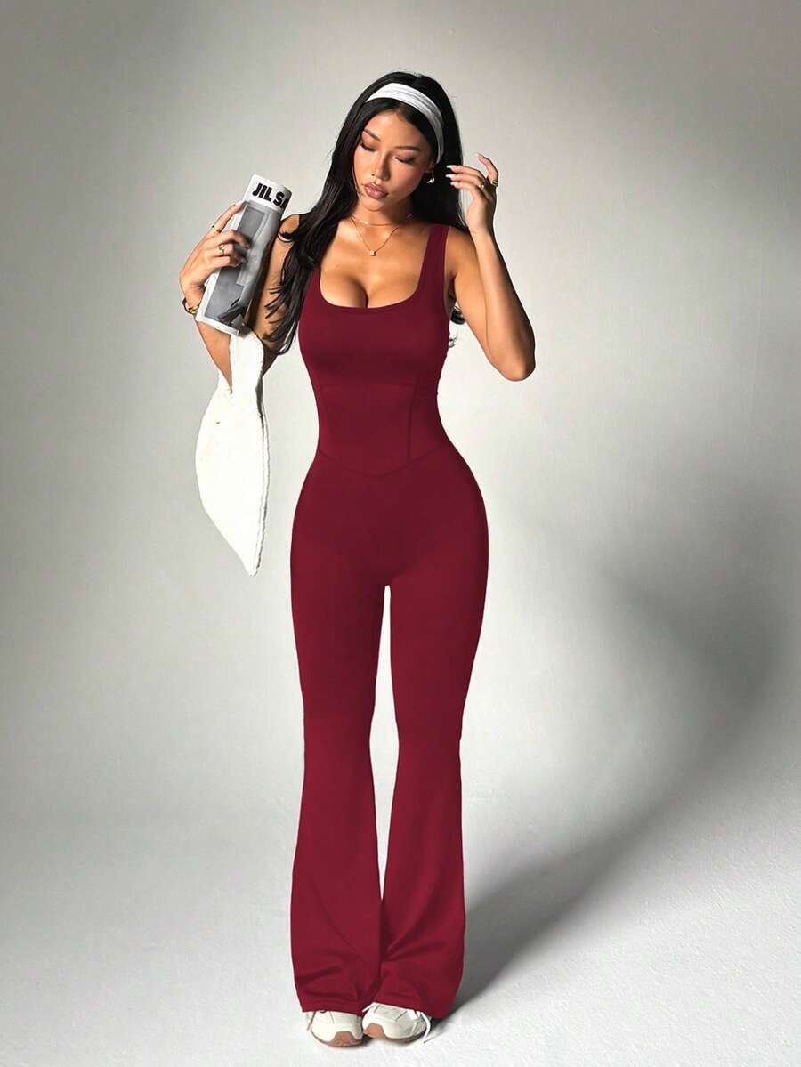 Jednobojni seksi sportski kombinezon bez rukava za žene, bodycon