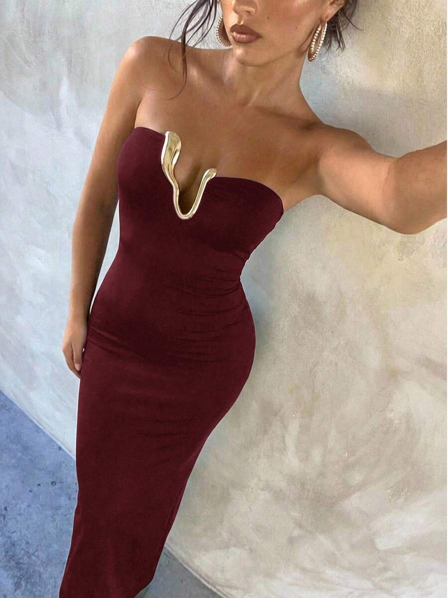 Ženska Elegantna Crno-Zlatna Letnja Chic Haljina