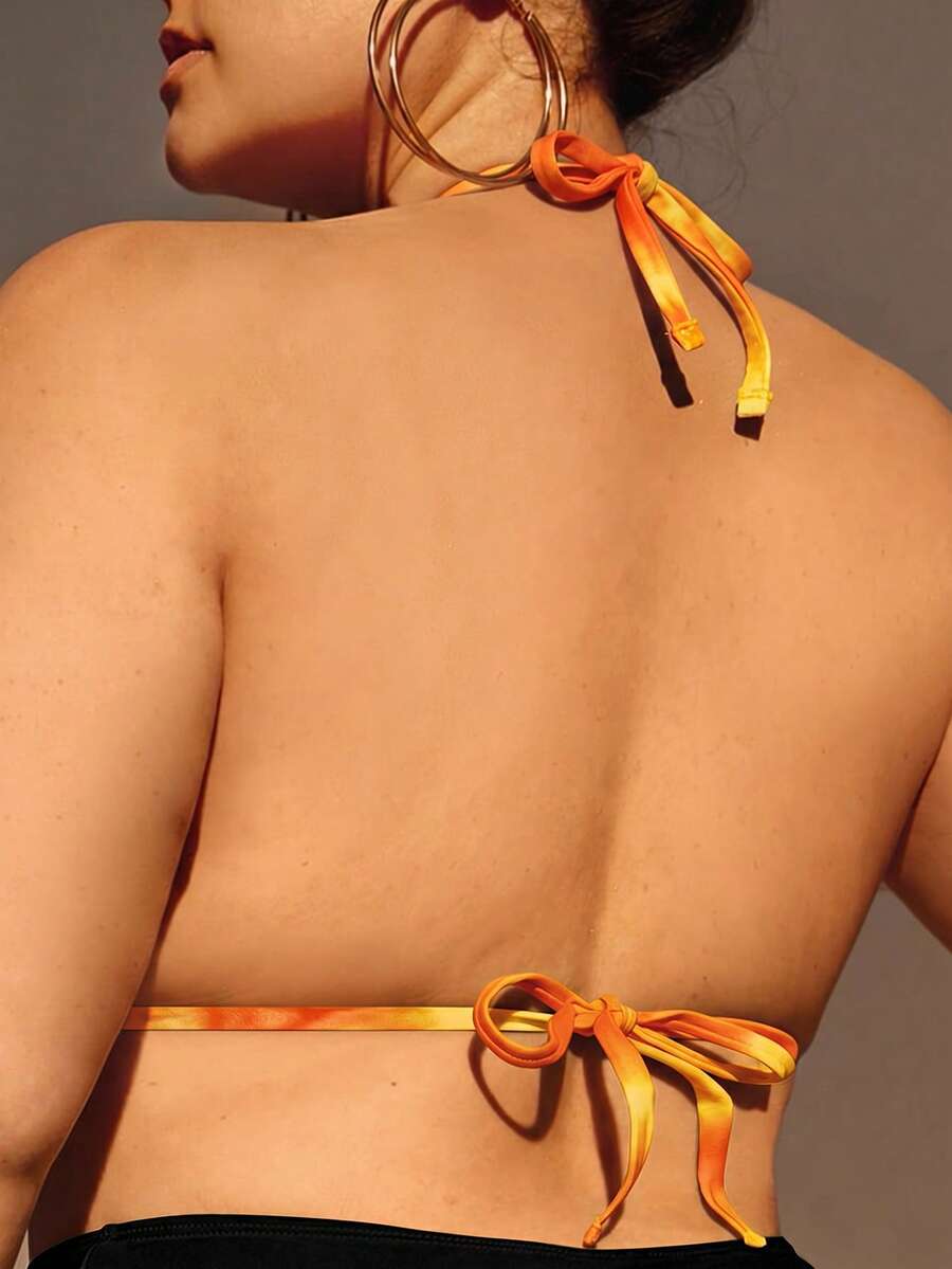 Letnji plus size bikini gornji deo za plažu sa volanima, izrezima, vezivanjem na leđima
