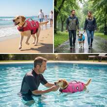 Metglad High Buoyancy & Reflective Pet Life Jacket, Thick Rescue Handle And Metal D-Ring Protect Dogs During Water Activities, Adjustable Size Suitable For Small, Medium And Large Dogs