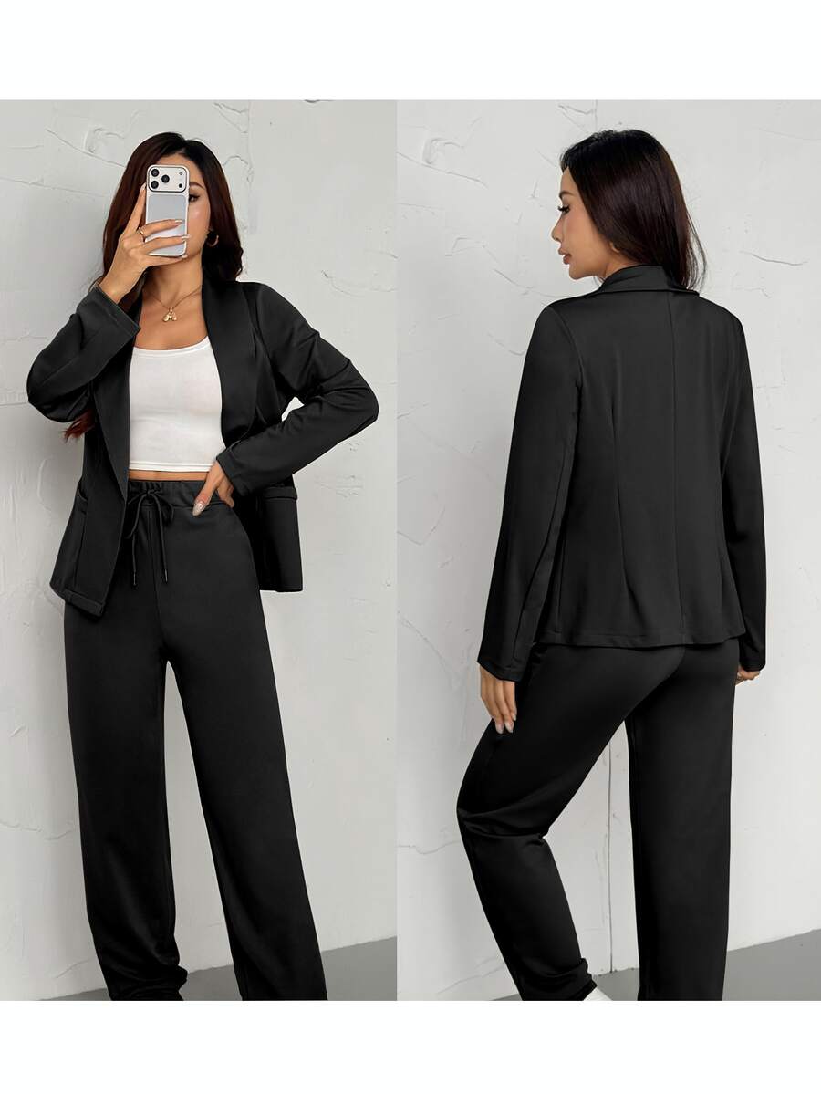Ženski Tanak Blejzer i Elastične Pantalone Set Elegantno