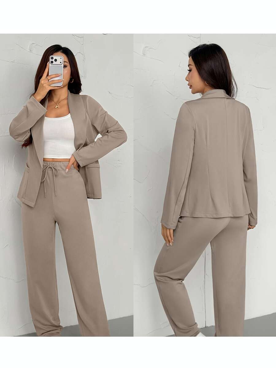 Ženski Tanak Blejzer i Elastične Pantalone Set Elegantno