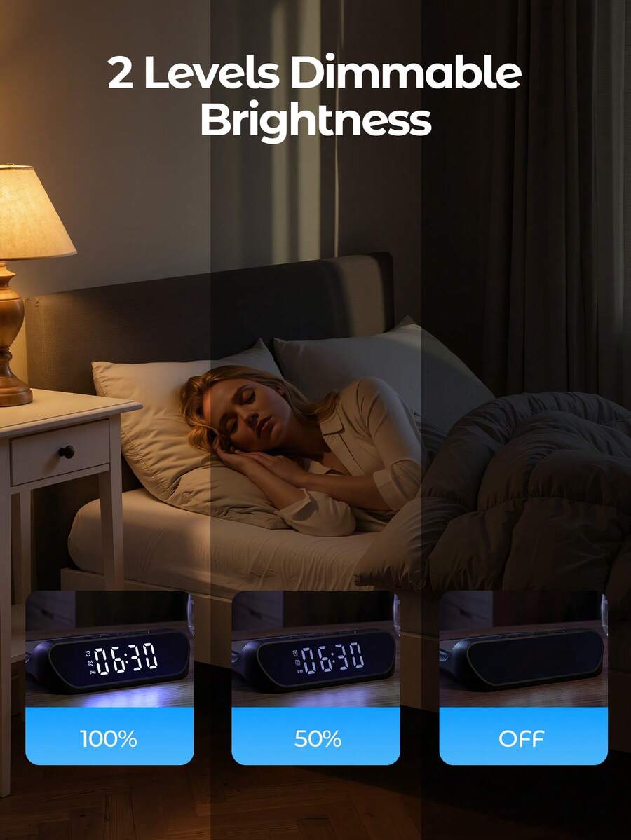 Digitalni sat i alarm za radni sto sa bežičnim punjačem za telefon od 15W - 2-u-1 uređaj za radni sto