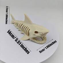 Miniature Plastic Shark Aquarium Decor, Suitable For Fish Tanks And Reptile Terrariums - Shark Theme Multi-Chamber Hide Cave Ornament, Applicable For Betta Fish, Reptile Habitats, Plastic Shark Skeleton