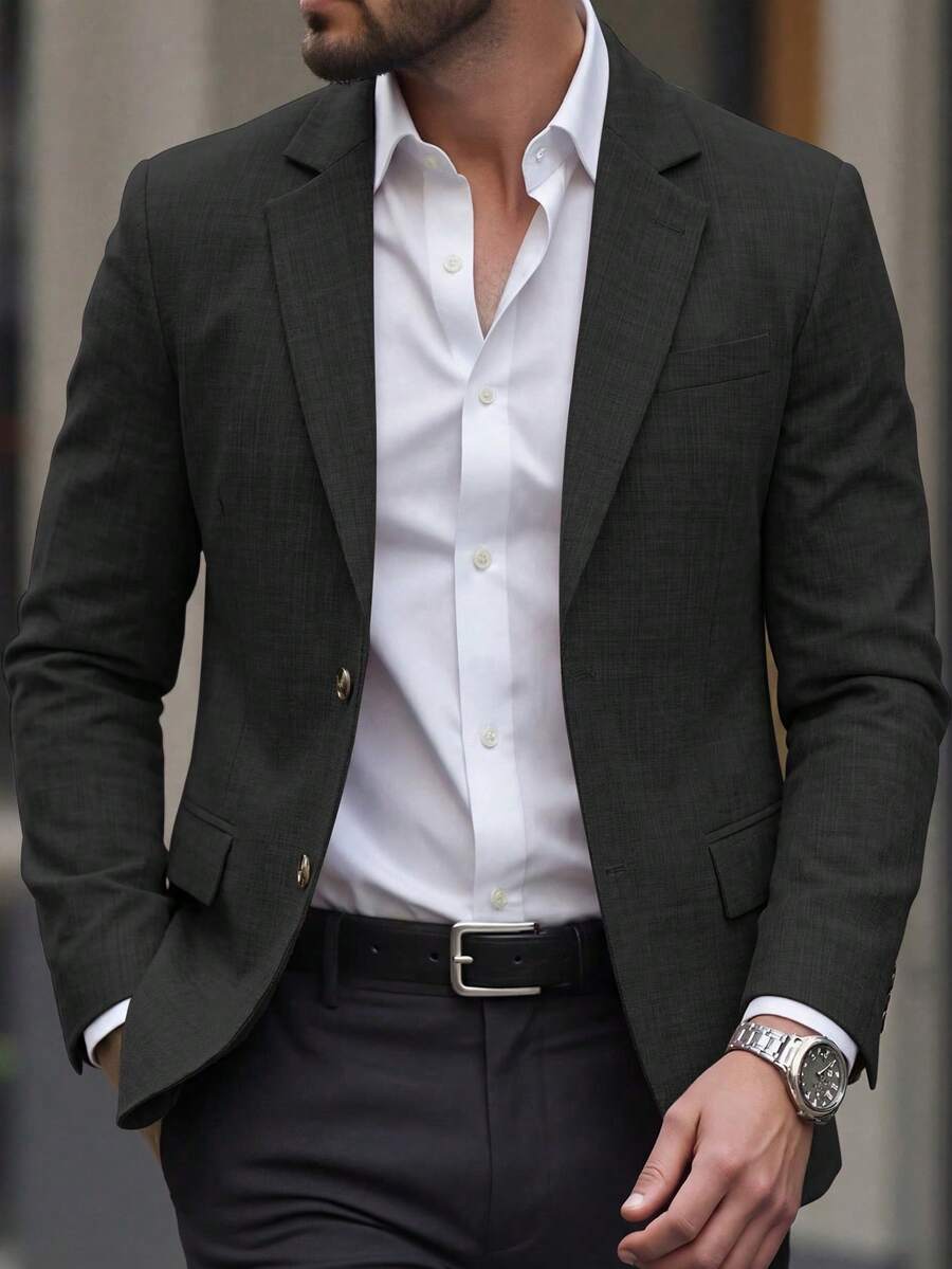 Muški slim-fit blejzer sa džepovima, smart casual, formalni