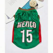 #15 Mexico National Team Style Pet Jersey, Different National Team Striped English Number Print Contrast Collar And Cuffs, Suitable For All Breeds Of Pets