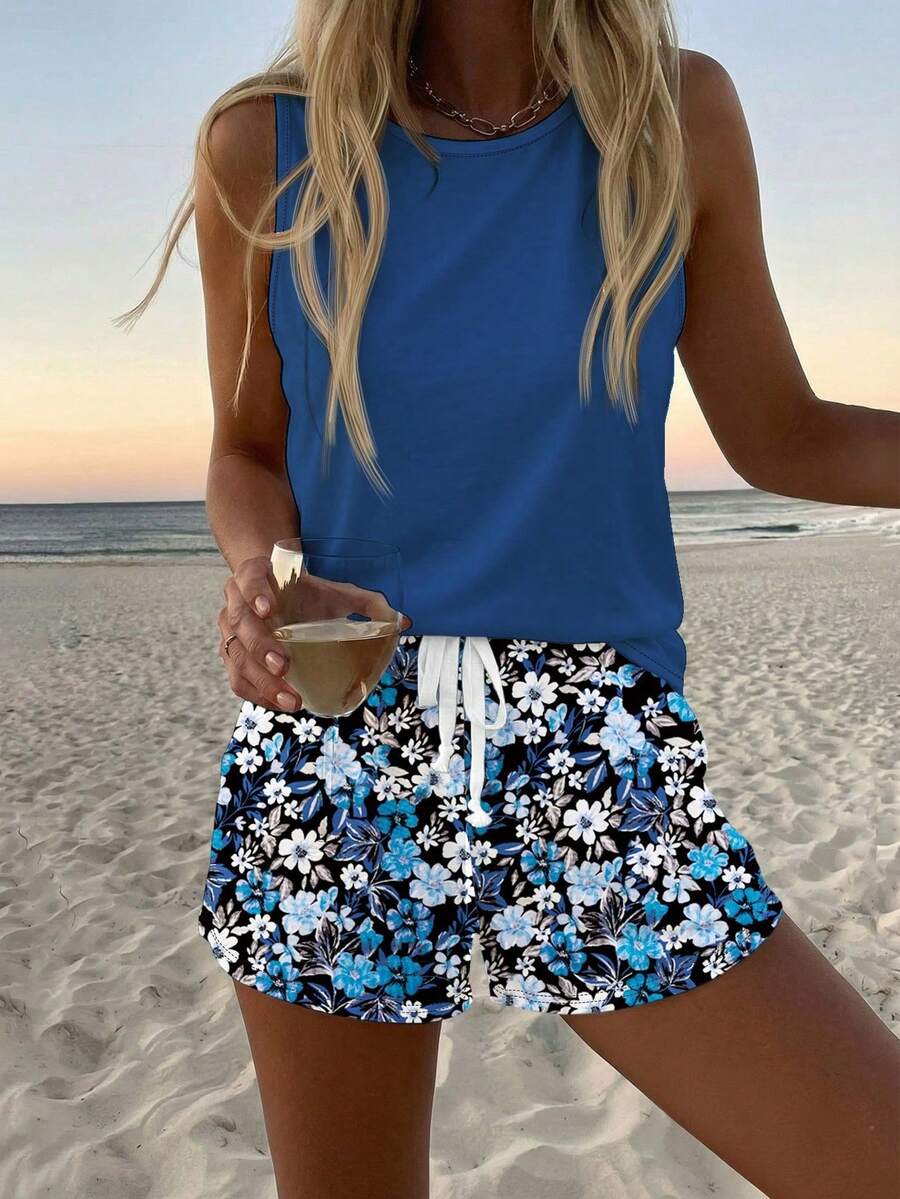 Ženski Casual Boho Majica i Šorts  Set