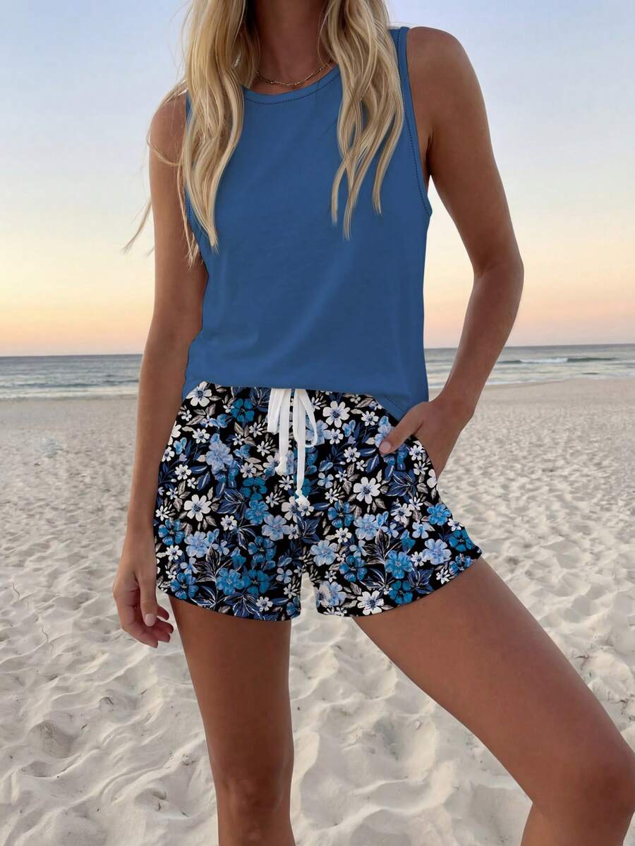Ženski Casual Boho Majica i Šorts  Set