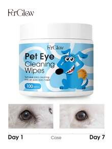 FurGlow Gentle & Soft Pet Eye Cleaning Wipes, Remove Tear Stains And Eye Discharge For Daily Eye Care Of Dogs & Cats