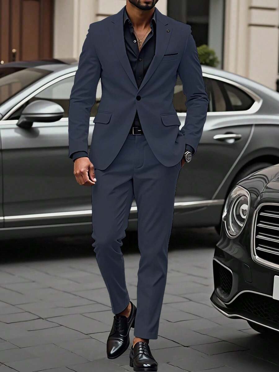 Muški poslovni formalni set sako sa reverom i pantalonama