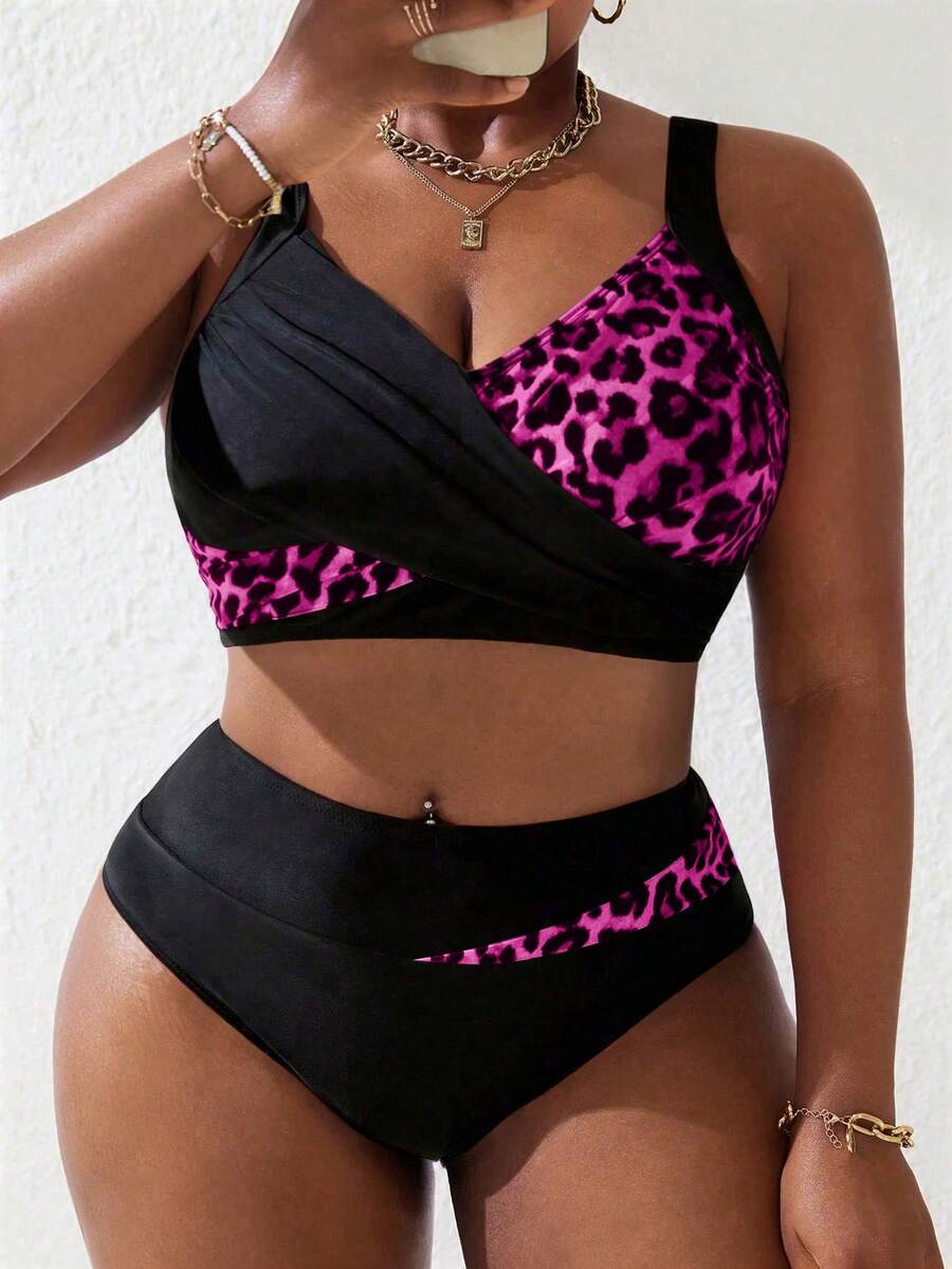 Ženski tankini set za plivanje plus size, 2 dela