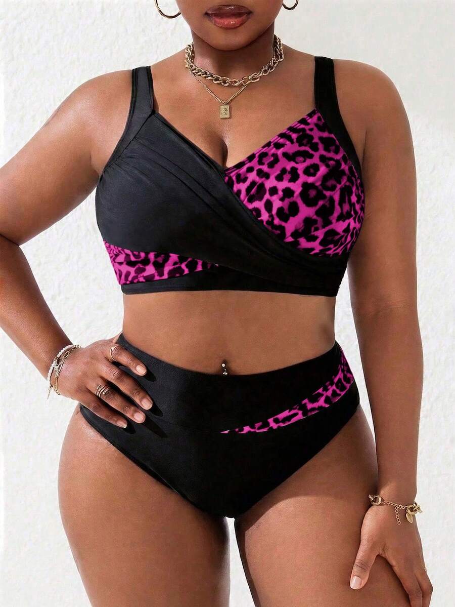 Ženski tankini set za plivanje plus size, 2 dela