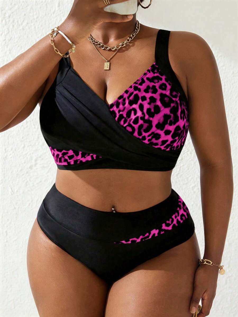 Ženski tankini set za plivanje plus size, 2 dela