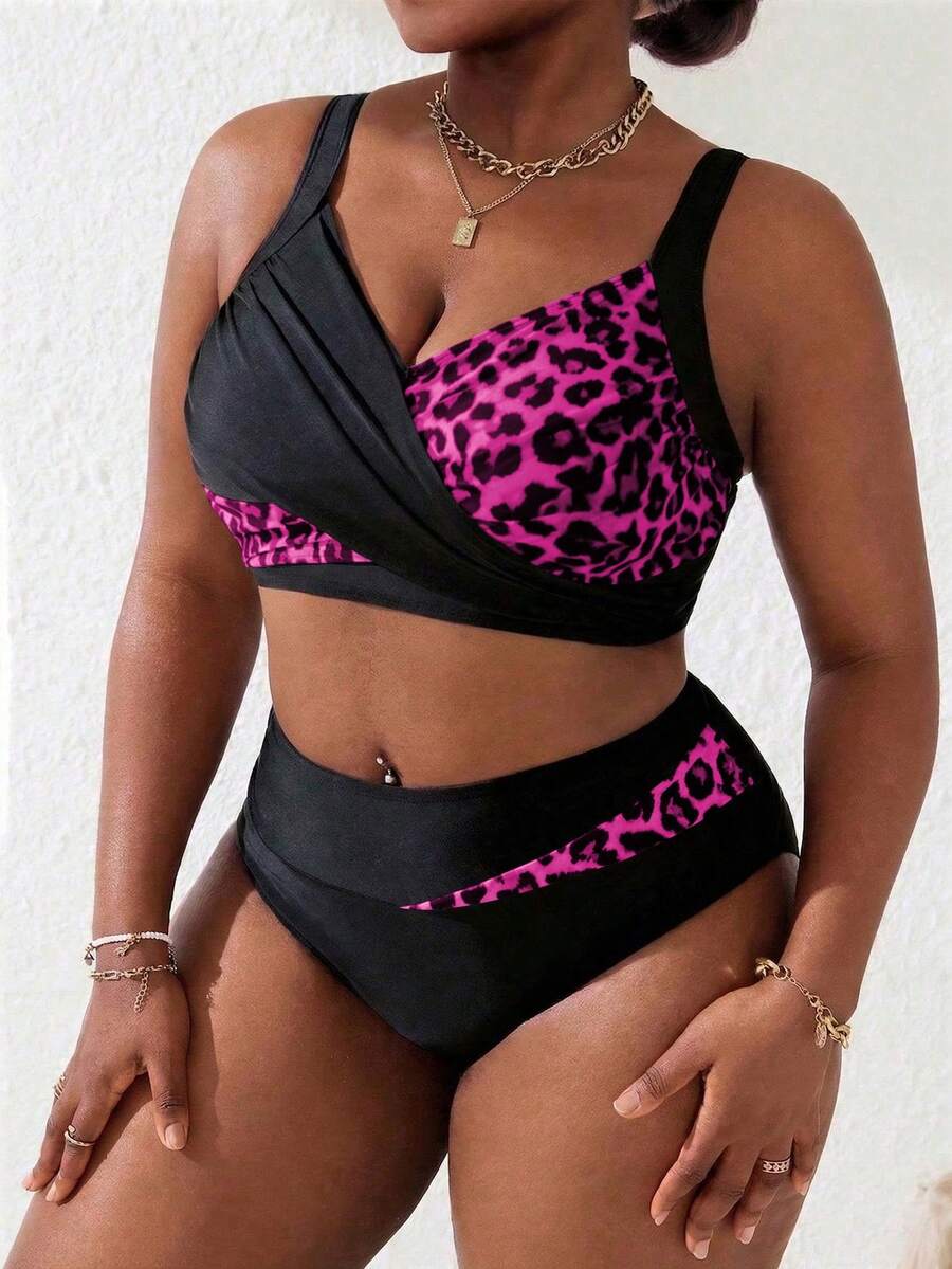 Ženski tankini set za plivanje plus size, 2 dela