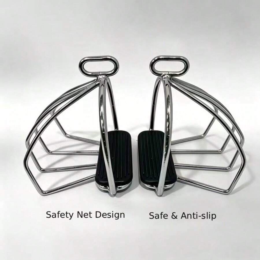 Equestrian Safety Stirrups With Protective Cage & Anti-Slip Rubber Pad, Horse Riding Gear,Protective Foot Cage Stirrups For Equestrian Training