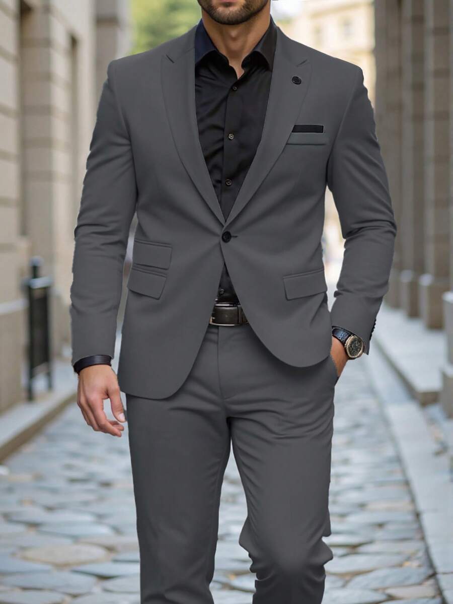 Muški poslovni set sa užim krojem, sako sa špicastim reverima i pantalone