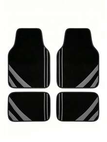 4pcs Universal Car Floor Mats - Minimalist Pattern Design With Anti-Slip Bottom - Water Absorbent And Easy To Wash All-Season 2D Flat Mats Suitable For Sedans, Hatchbacks, SUVs - Fashionable Interior Protection And Easy Cleaning Solution