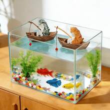 2pcs Creative Aquarium Fish Tank Micro Landscape Decor, Cute Cat Fishing Boat Ornament, High-Quality Resin Durable Fish Tank Decoration, Ocean Theme Micro Landscape Decor, Realistic Details Aquarium Planter Accessories | Holiday Gift | Fishing Enthusiast Gift