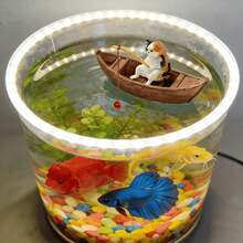 2pcs Creative Aquarium Fish Tank Micro Landscape Decor, Cute Cat Fishing Boat Ornament, High-Quality Resin Durable Fish Tank Decoration, Ocean Theme Micro Landscape Decor, Realistic Details Aquarium Planter Accessories | Holiday Gift | Fishing Enthusiast Gift