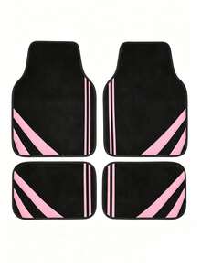 4pcs Universal Car Floor Mats - Minimalist Pattern Design With Anti-Slip Bottom - Water Absorbent And Easy To Wash All-Season 2D Flat Mats Suitable For Sedans, Hatchbacks, SUVs - Fashionable Interior Protection And Easy Cleaning Solution
