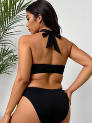 Ženski bikini gornji deo za odmor u jednobojnoj boji, plus size, za leto