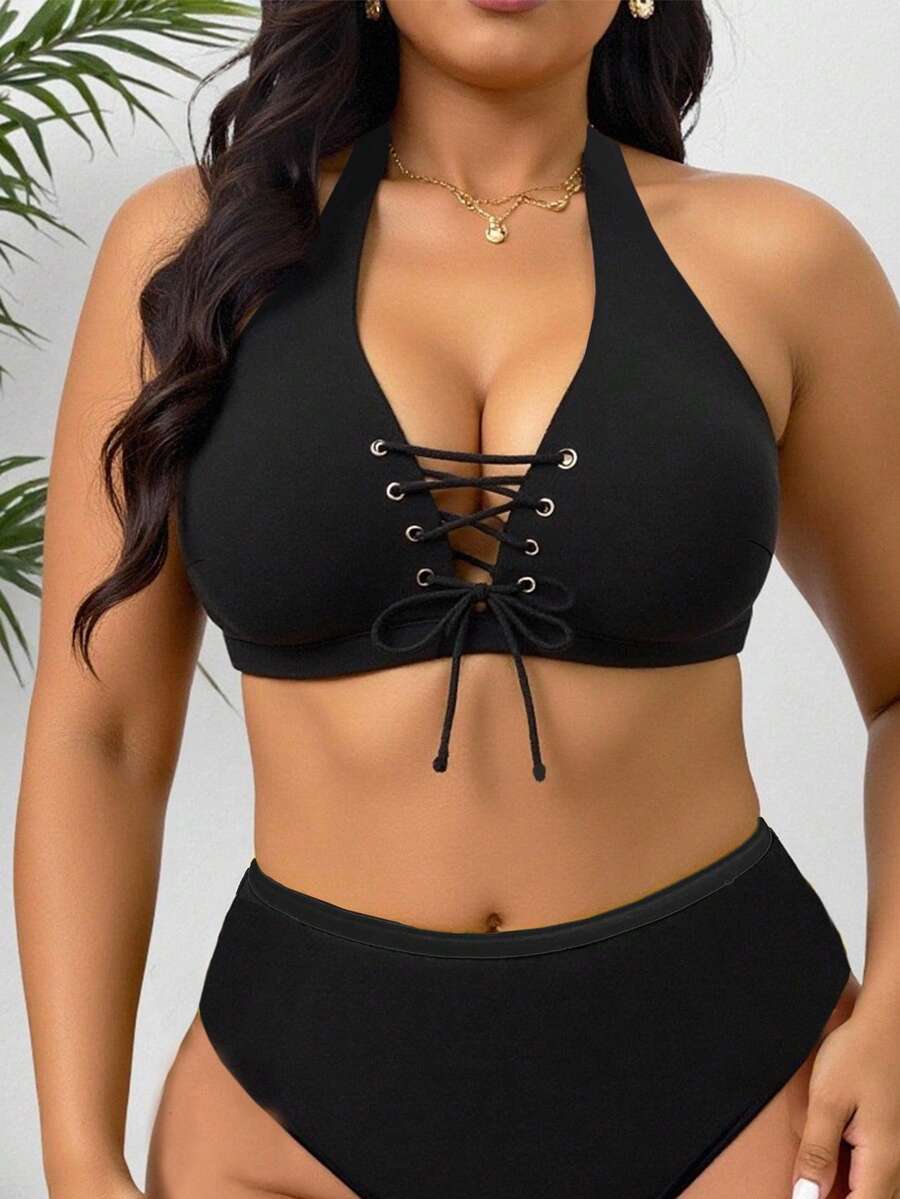Ženski bikini gornji deo za odmor u jednobojnoj boji, plus size, za leto