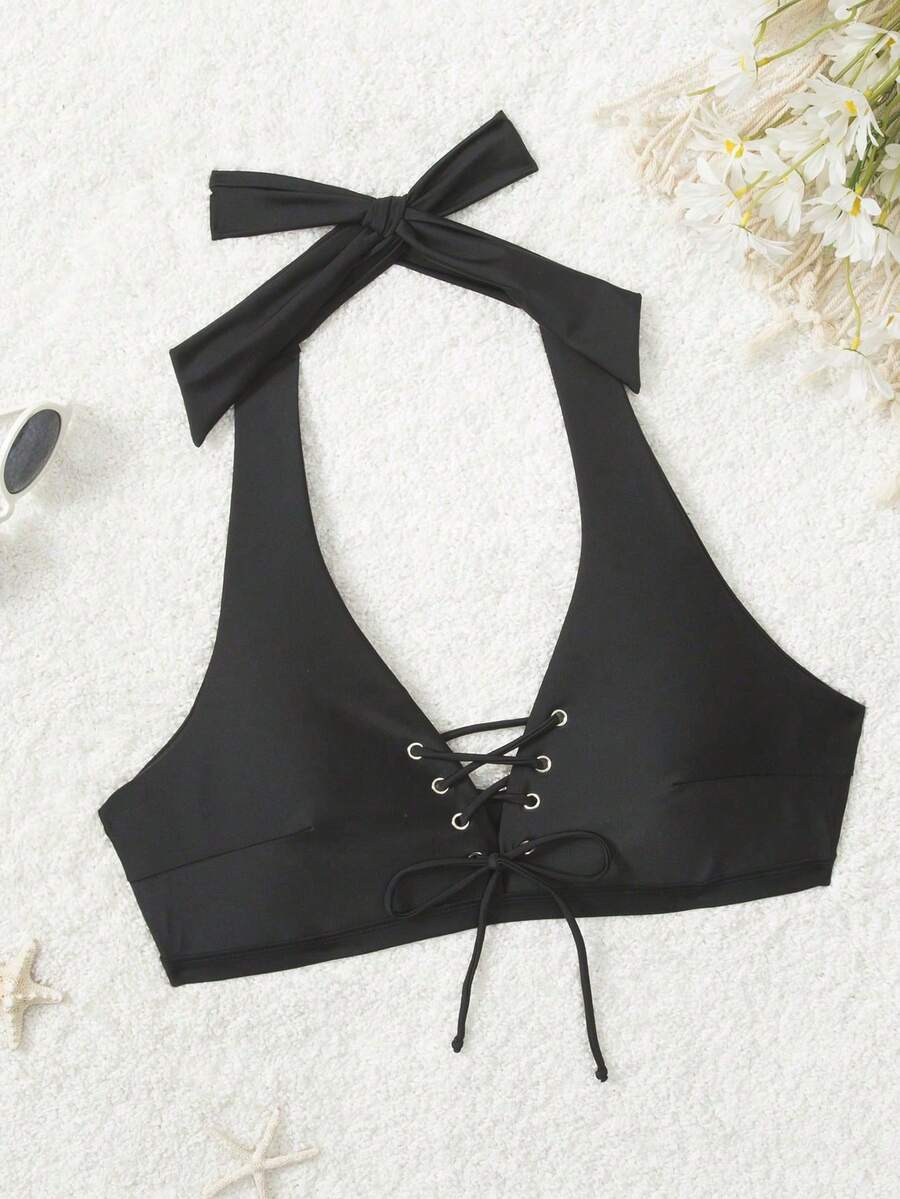Ženski bikini gornji deo za odmor u jednobojnoj boji, plus size, za leto