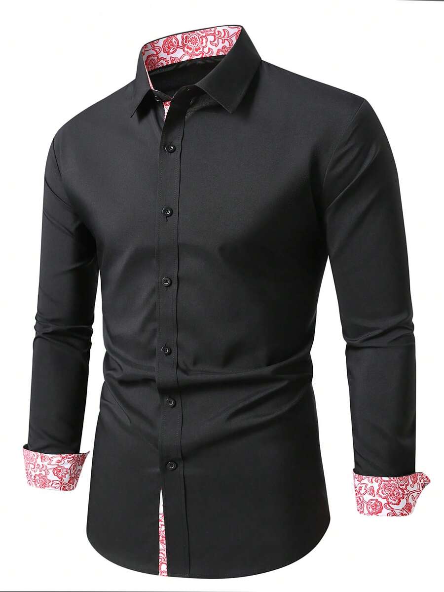 Muška formalna košulja dugih rukava sa patchwork printom