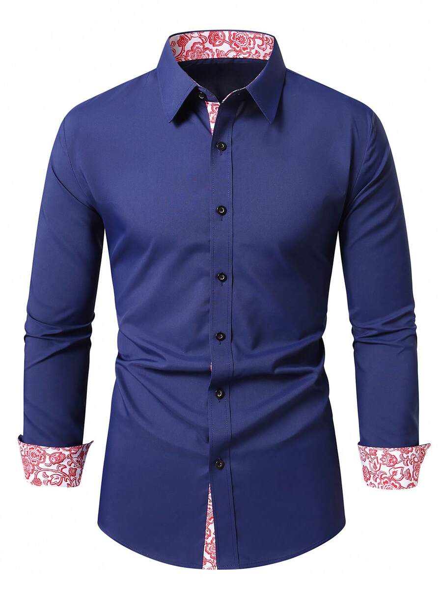 Muška formalna košulja dugih rukava sa patchwork printom