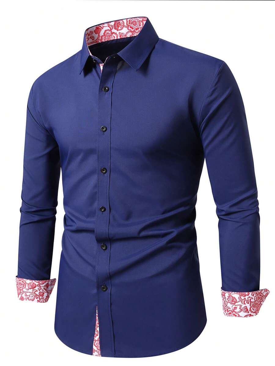 Muška formalna košulja dugih rukava sa patchwork printom