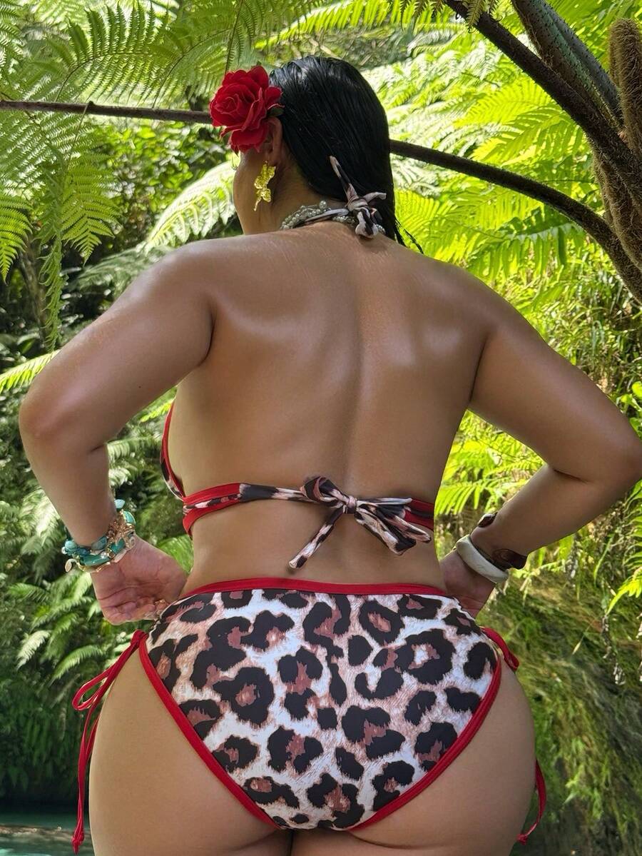 Jednodelni kupaći kostim za žene plus size sa leopard printom