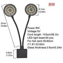 8W USB Aquarium LED Light, Full Spectrum Fish Tank Clip Lamp, Adjustable Brightness & Angle, 360° Rotatable Decor Light