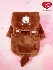 Care Bears X PETSIN 1pc Brown Heart-Shaped Bear Embroidered Pet Cosplay Hoodie With 3D Tail, Velvet Warm Thick Sweatshirt For Cats And Dogs, Great For Cozy Indoor Lounging Or Chilly Outdoor Winter Walks