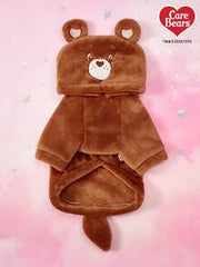 Care Bears X PETSIN 1pc Brown Heart-Shaped Bear Embroidered Pet Cosplay Hoodie With 3D Tail, Velvet Warm Thick Sweatshirt For Cats And Dogs, Great For Cozy Indoor Lounging Or Chilly Outdoor Winter Walks