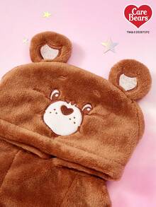 Care Bears X PETSIN 1pc Brown Heart-Shaped Bear Embroidered Pet Cosplay Hoodie With 3D Tail, Velvet Warm Thick Sweatshirt For Cats And Dogs, Great For Cozy Indoor Lounging Or Chilly Outdoor Winter Walks