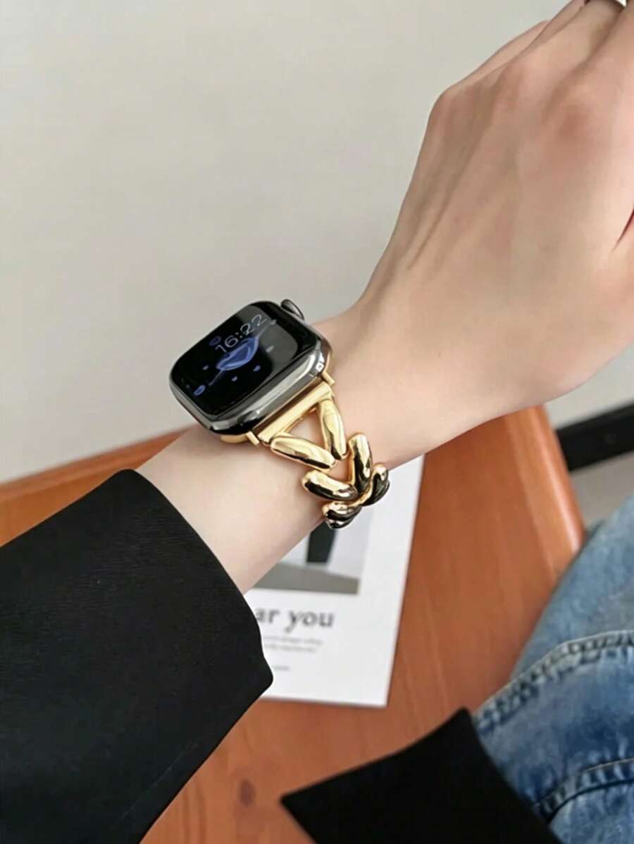 Ženska narukvica za sat od nerđajućeg čelika i kože, kompatibilna sa Apple Watch 42mm, 38mm, 40mm, 41mm, 44mm, 45mm, 46mm, 49mm