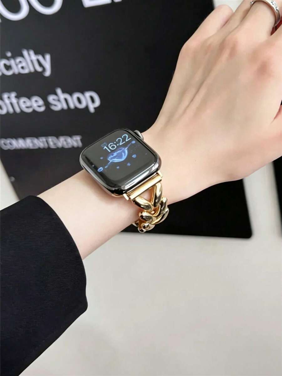 Ženska narukvica za sat od nerđajućeg čelika i kože, kompatibilna sa Apple Watch 42mm, 38mm, 40mm, 41mm, 44mm, 45mm, 46mm, 49mm