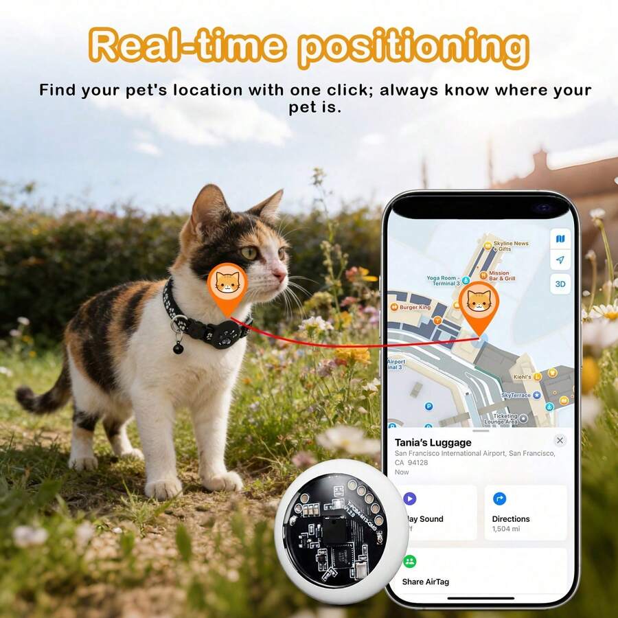 Set za  sprečavanje gubitka ljubimca , uključuje ogrlicu + tag+ zaštitnu futrolu. Kompatibilno sa Find My sistemom, nije kompatibilno sa Android sistemom