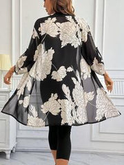 SHEIN Clasi Women's Floral Pattern Roll-Up Sleeve Loose Fashion Elegant Casual Blouse