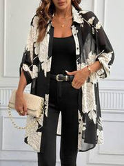 SHEIN Clasi Women's Floral Pattern Roll-Up Sleeve Loose Fashion Elegant Casual Blouse