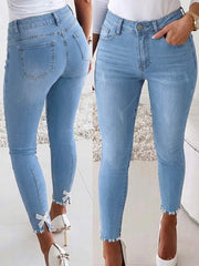 Ženske moderne uske farmeri sa štrasom, slim fit, ležerne