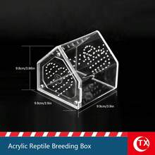 TX 8.81*6.8*6.02 Inch Jumping Spider Terrarium, High Transparency Acrylic House-Shaped Tank, Layered Landscape Design, Suitable For Geckos, Reptiles, Tarantulas And Amphibians. Home Decor, Desktop Small Landscape Display Box, Suitable For Humid And Dry Environments, Magnetic Front Opening Door To Prevent Larvae Escape, Multi-Sided Ventilation, With Window, Comes With Acrylic Ladder.