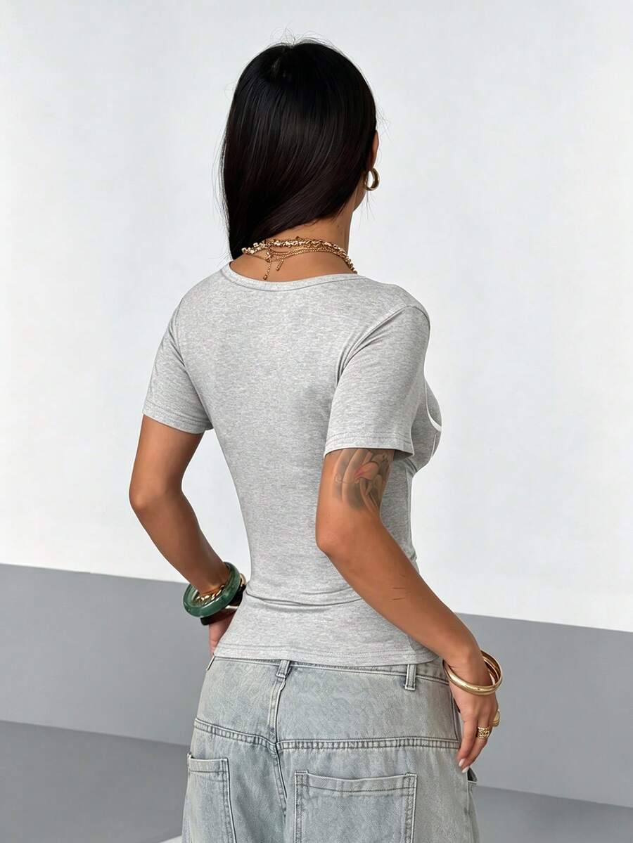 StreetHx Ženski Henley Crop Top