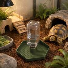 1pc Automatic Reptile Drinking Water Bowl, Suitable For Turtles, Geckos, Lizards, Reptile Water Feeder Plastic Dish