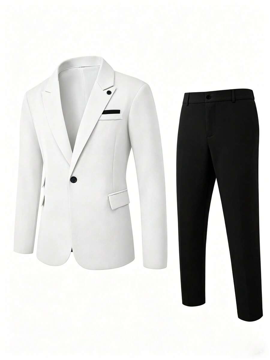 Muški poslovni set sa užim krojem, sako sa špicastim reverima i pantalone