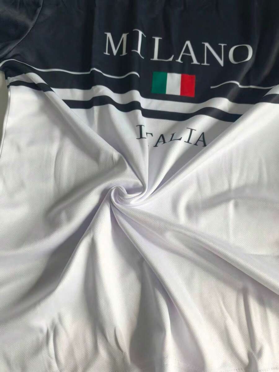 Muški ležerni komplet majice i šorts dezen "Milan Italy"