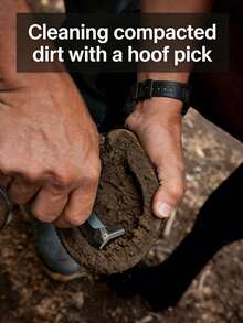 1pc Horseshoe Hook And Brush, Hoof Cleaning Tool, Riding Equipment, 2-In-1 Horse Hoof Scraper With Rubber Handle, Hanging Hole Design, Space-Saving And Easy To Use. Suitable For Cleaning Horse Hooves, Cow Hooves, Sheep Hooves, Outdoor Work Boots