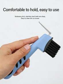 1pc Horseshoe Hook And Brush, Hoof Cleaning Tool, Riding Equipment, 2-In-1 Horse Hoof Scraper With Rubber Handle, Hanging Hole Design, Space-Saving And Easy To Use. Suitable For Cleaning Horse Hooves, Cow Hooves, Sheep Hooves, Outdoor Work Boots