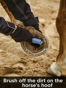 1pc Horseshoe Hook And Brush, Hoof Cleaning Tool, Riding Equipment, 2-In-1 Horse Hoof Scraper With Rubber Handle, Hanging Hole Design, Space-Saving And Easy To Use. Suitable For Cleaning Horse Hooves, Cow Hooves, Sheep Hooves, Outdoor Work Boots